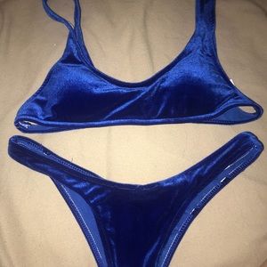 Royal blue velvet bikini